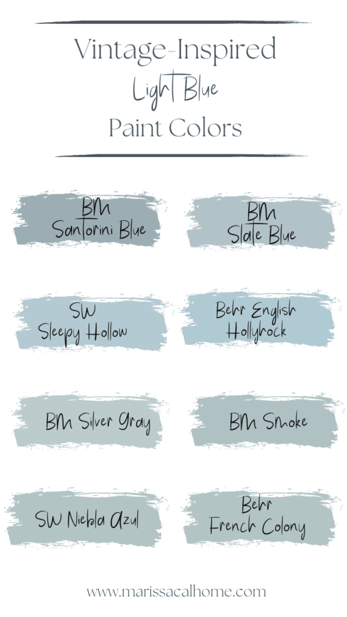 Top best blue paint colors in sample form with vintage tones